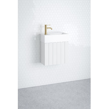 Lottie V-Groove 480mm Wall Hung Small Space Vanity with Ceramic Countertop